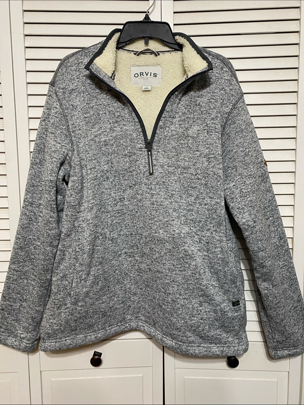 Orvis Men’s Gray Half-Zip Sweater with Cream Sherpa Lining